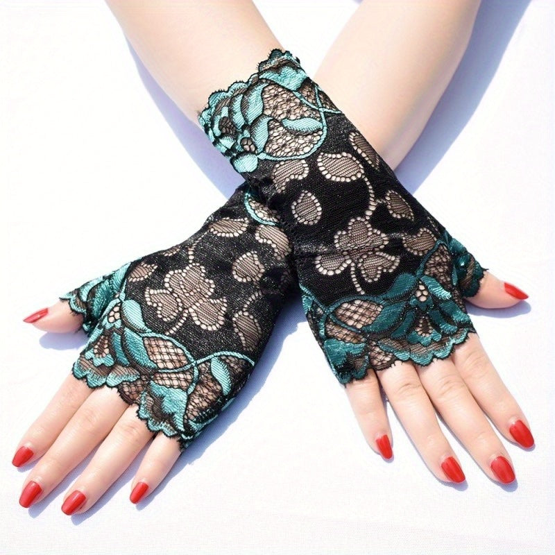 Lace Fingerless Gloves for Women Wedding Bridal Ruffled Short Gloves