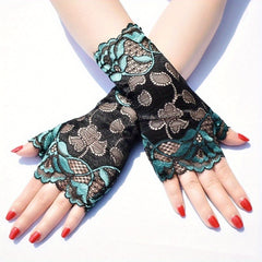Lace Fingerless Gloves for Women Wedding Bridal Ruffled Short Gloves