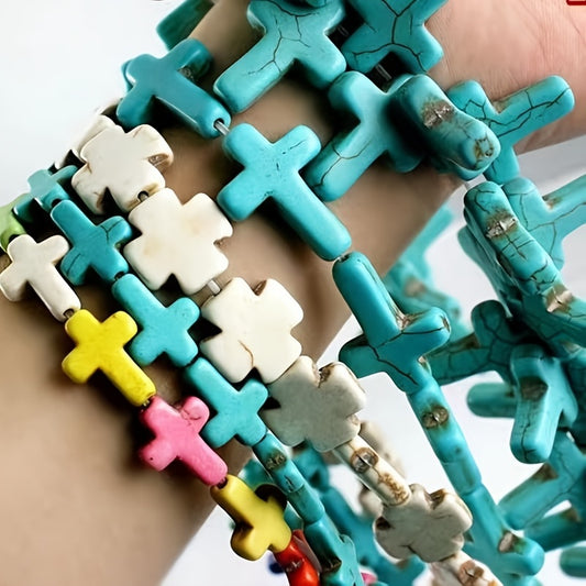 Turquoise Cross Pendant Beads for DIY Jewelry Making