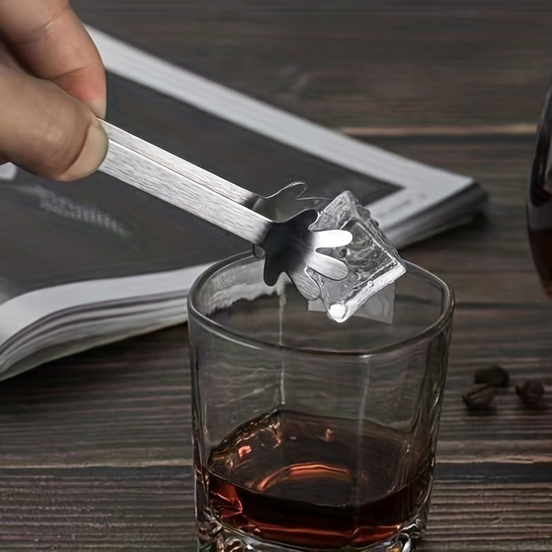 Stainless Steel Palm Leaf Heart Shaped Ice Tong Bar Coffee Milk Tea Sugar Clip