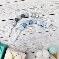 2pcs Silicone Bead Pacifier Clips for Baby Girls & Boys
