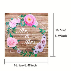 20pcs Rustic Wooden Wedding Tea Party Pink Floral Mr And Mrs Paper Napkins