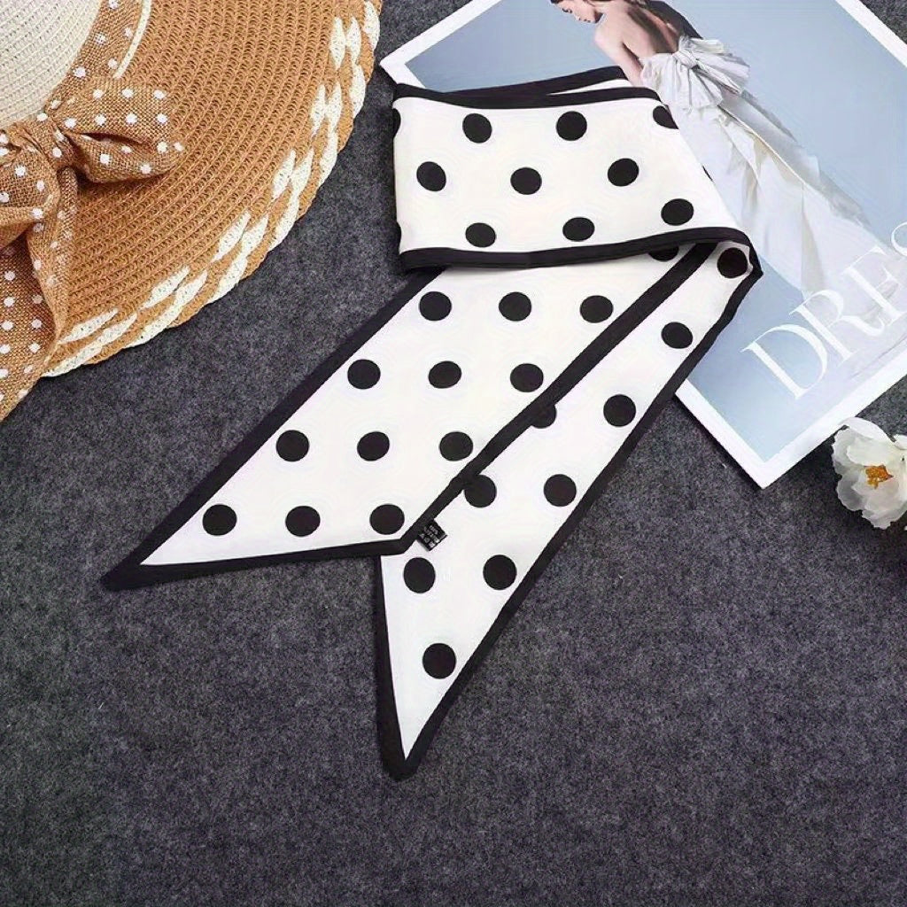 Polka Dot Print Ribbon Thin Scarf Hair Band Silk Hair Tie Hair Accessories