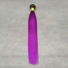 1 Brazilian Human Hair Weaving Straight T1B Purple Extension 10-26 Inches