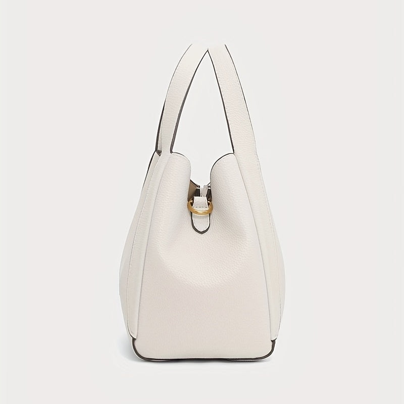 Top Handle Satchel Crossbody Bucket Bag PU Leather Textured Bag Purse