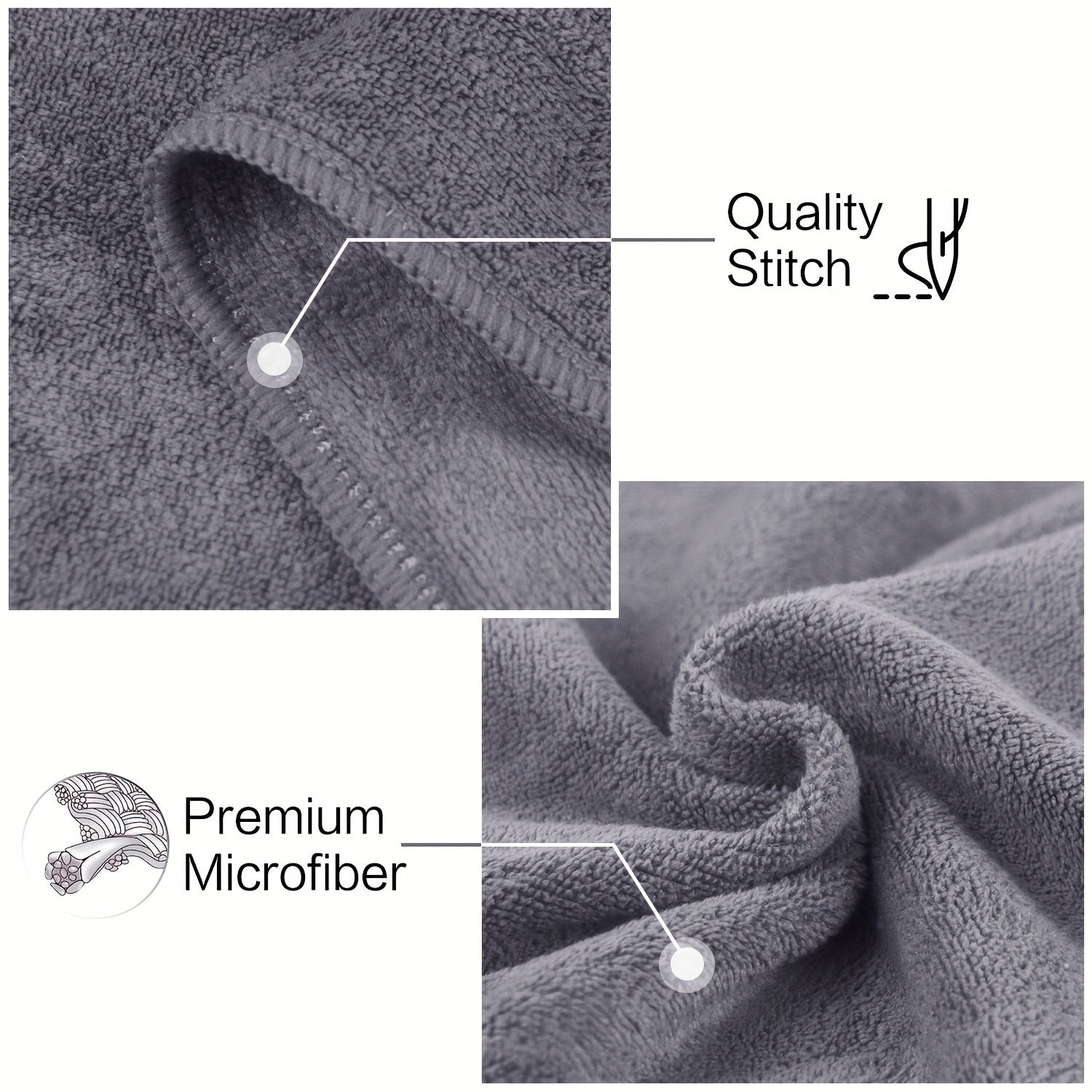 6pcs Microfiber Bath Towel Sets 69 X 175 01cm Grey