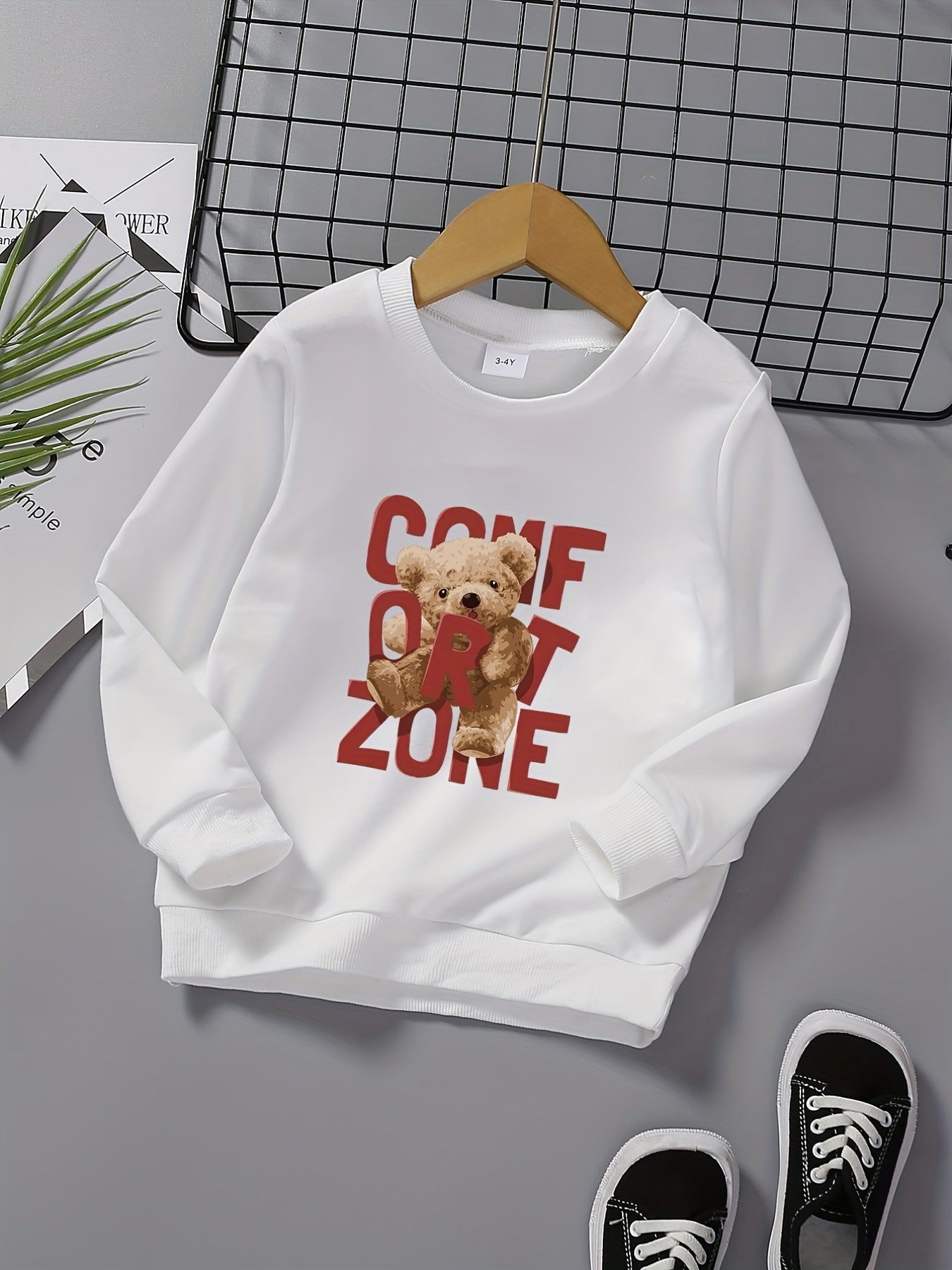 Boys Letter Print Crew Neck Sweatshirt Long Sleeve Top