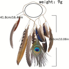 Boho Style Hand Woven Head Rope Peacock Feather Design