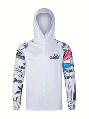 Men's Raglan Sleeve Fish Pattern Jacket Anti UV Sun Protection Fishing Hoodie