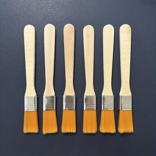 6pcs Nylon Paint Brush Short Wooden Rod Art Supplies