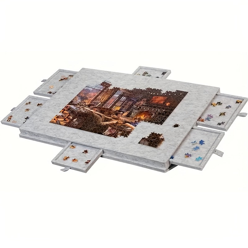 6-In-1 Portable Puzzle Table with Drawers
