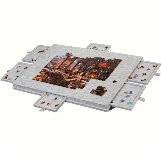 6-In-1 Portable Puzzle Table with Drawers