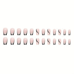 24 pcs Glossy Square Pink Press On Nails - Acrylic False Nails for Women & Girls
