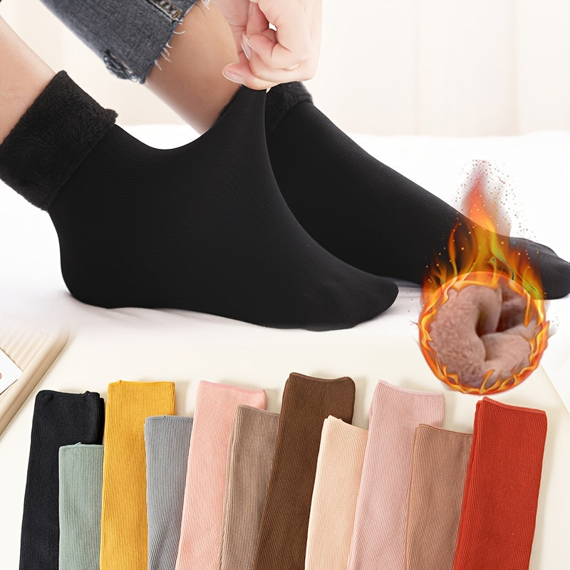8 Pairs Striped Velvet Thick Warm Sleeping Crew Socks