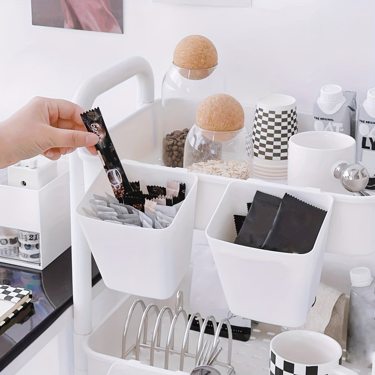 5pcs Hanging Pen Container Storage Boxes with Built-In Hooks