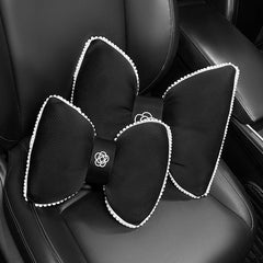 Summer Cooling Car Neck & Waist Support Pillow Ice Silk Mesh Bowknot