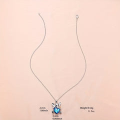 Elephant Crystal Heart Necklace Sweet Animal Pendant