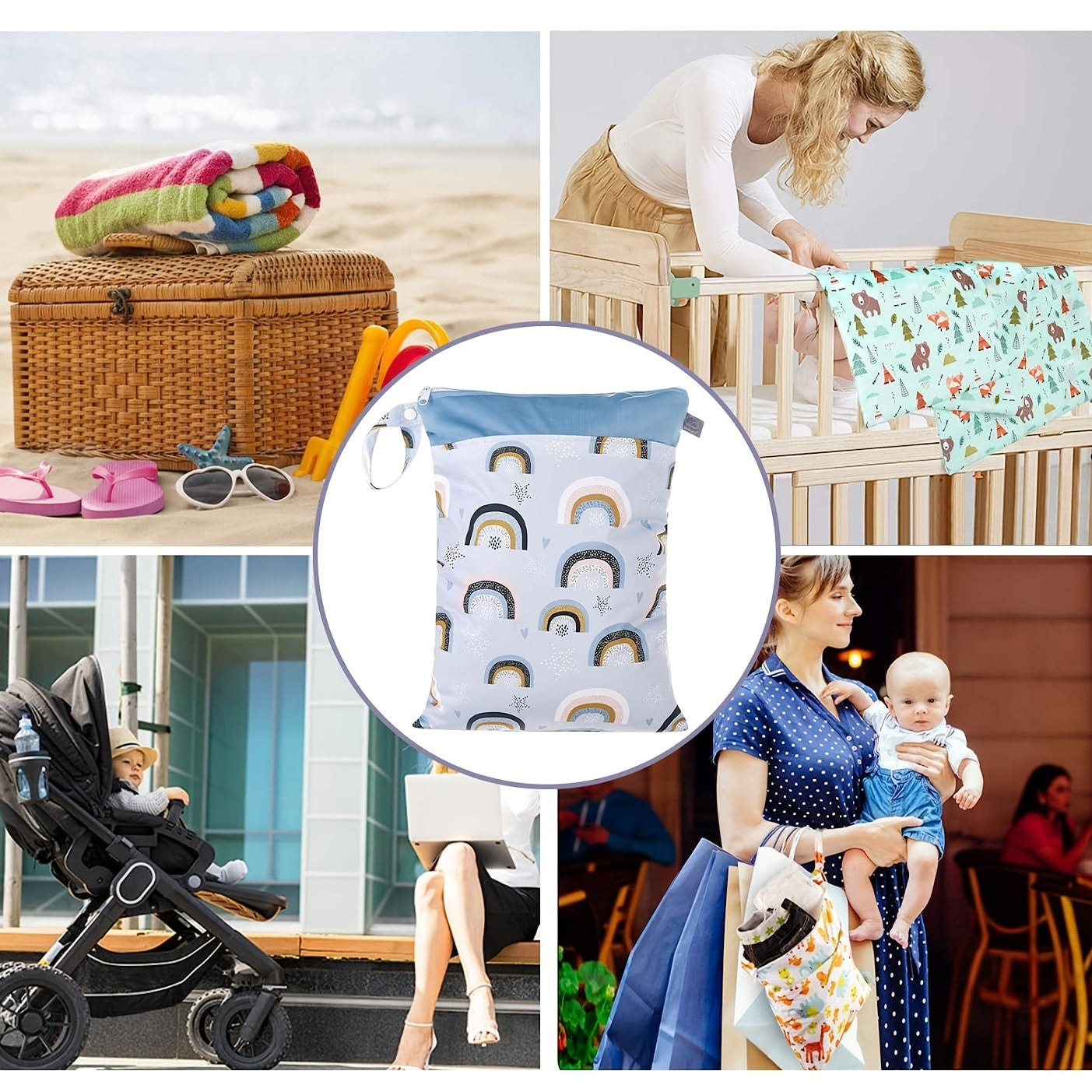 Reusable Wet Dry Bags for Baby Cloth Diapers - Stroller Toiletries Travel