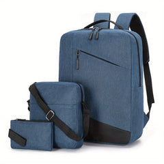 3pcs Men's Backpack Crossbody Bag Set USB Charging Port Double Shoulder Bag