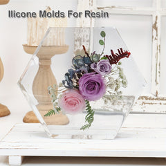Silicone Epoxy Resin Molds Hexagon Heart Shape DIY Flower Preservation Art Craft