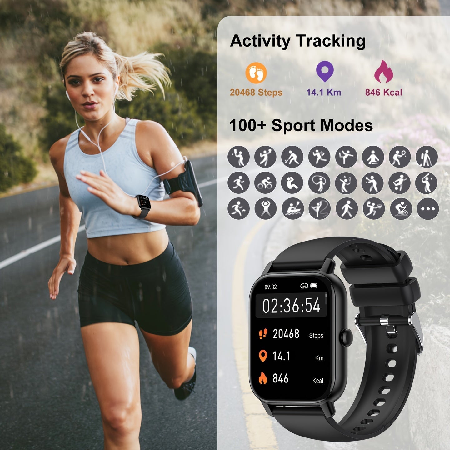 P66 Smartwatch 1.8 inch Men's/Women's Fitness Tracker
