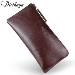 Dicihaya Men's Leather Zipper Handbag Large Capacity Wallet Clutch Bag