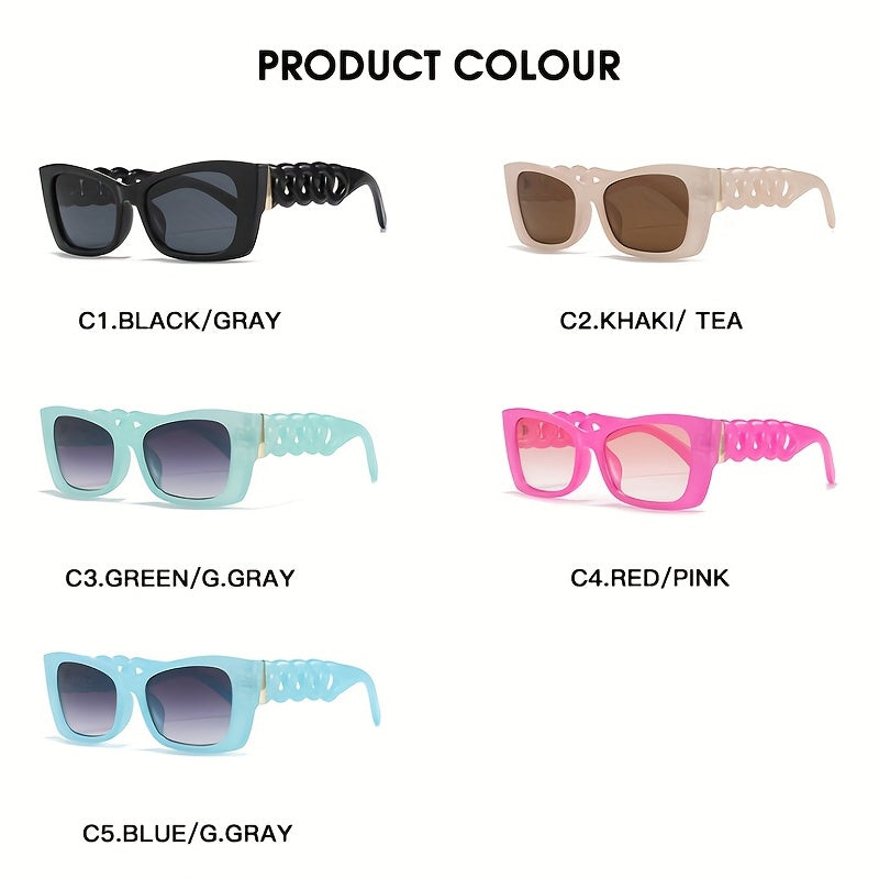 Square Frame Twisted Legs Sunglasses UV400 Sun Protection