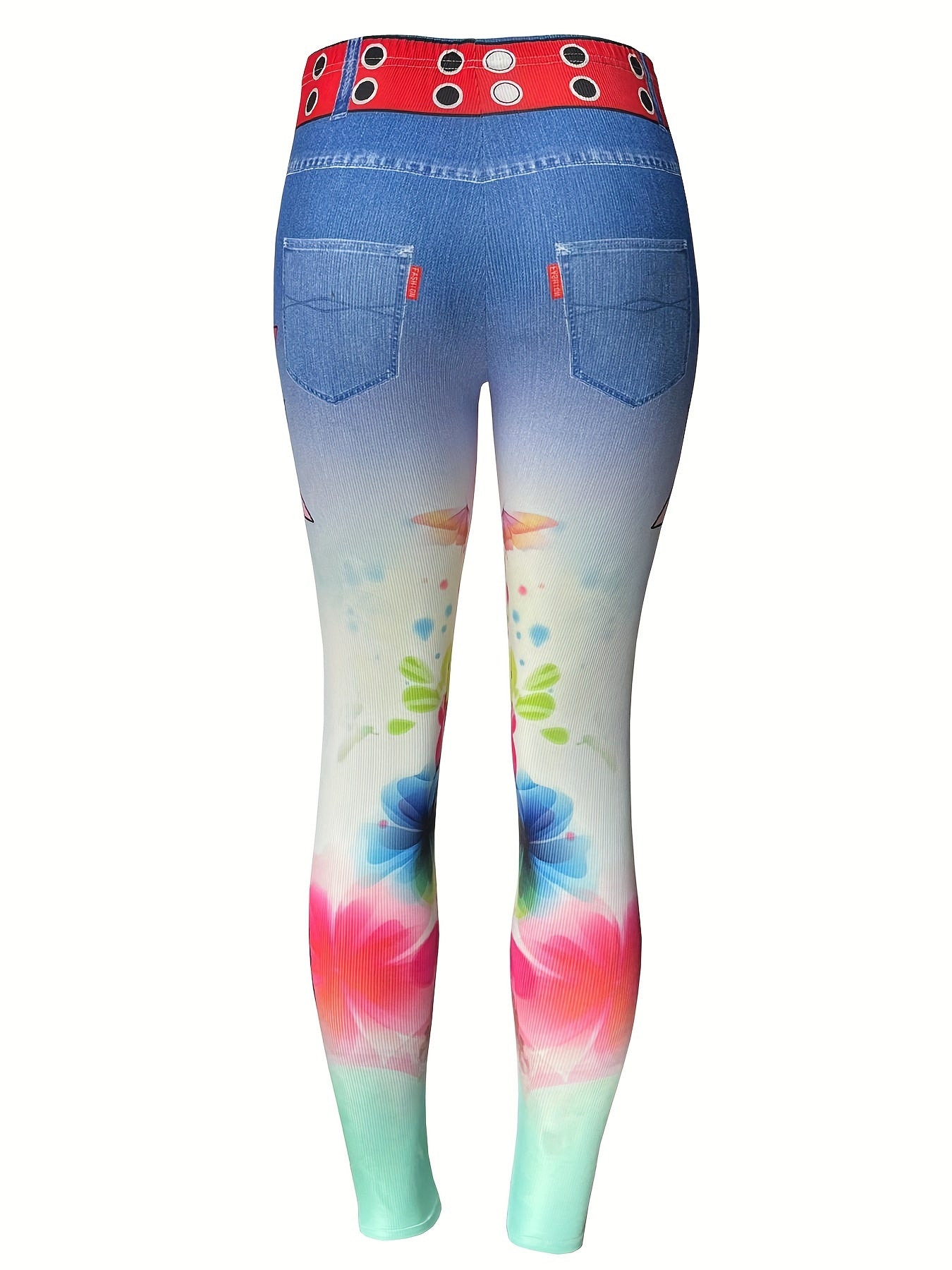 Floral Print Slim Leggings High Waist Summer Leggings