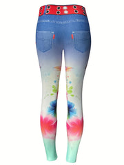 Floral Print Slim Leggings High Waist Summer Leggings