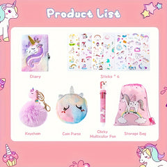 Unicorn Diary Set with Lock and Key Tie Dye Blended Journal