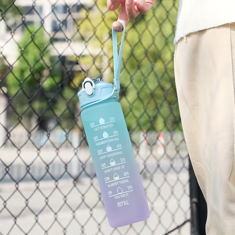 Leakproof Gradient Water Bottle with Time Marker & Large Capacity
