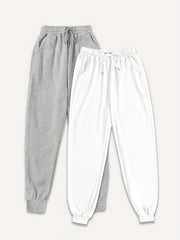 Two Pack High Waisted Sweatpants Solid Drawstring Casual Pants