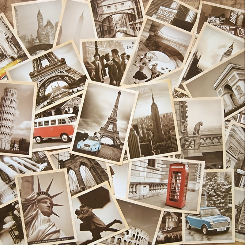 32 Pcs Vintage European Style Building Illustration Postcards