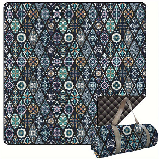 Retro Printed Picnic Mat 210D Oxford Cloth Waterproof Foldable Durable Odor Mat