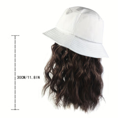 Women's Bucket Hat With Removable 29.97 cm Curly Hair Wig Hairstyle