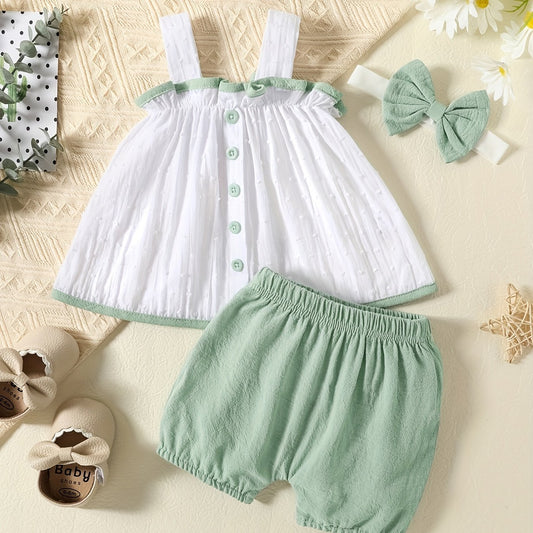 2pcs Baby Girls Cami Tops & Shorts Set for Summer