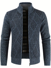 Men's Warm Geometric Pattern Cardigan