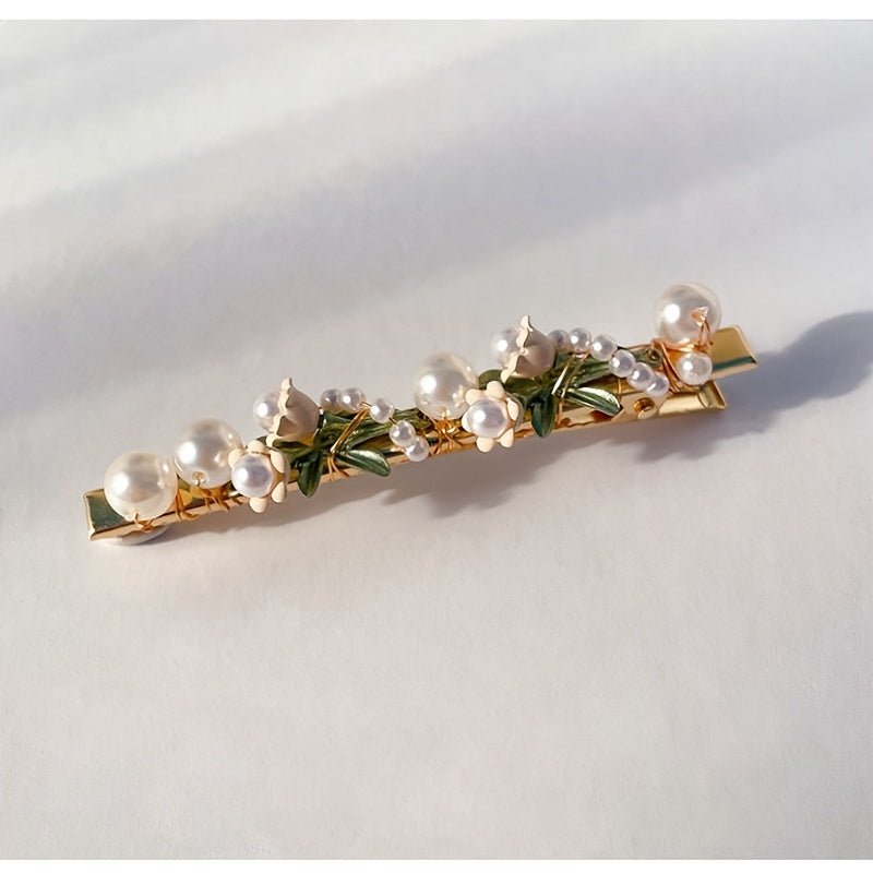 Vintage Lily Orchid Hair Claw Clip Golden Barrette Hair Accessories