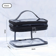 Clear Makeup Bag Double Layer Waterproof Cosmetic Bag With Zipper & Handle