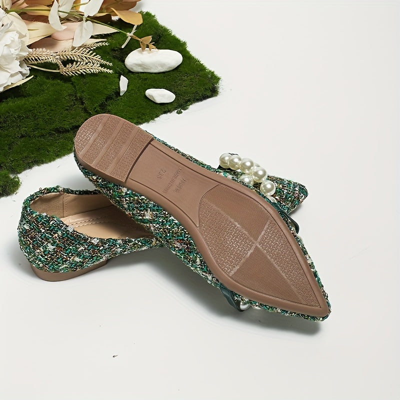 Women's Tweed Ballet Flats Soft Sole Slip On Shoes