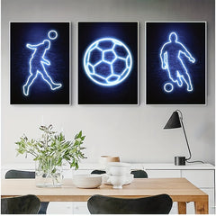 Modern Art Neon Football Player Canvas Poster
