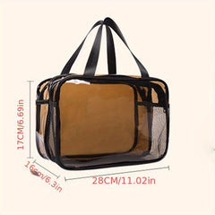 Clear Makeup Bags Cosmetic Bag With Compartments Handle Zipper Closure