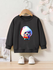 Cartoon Pattern Girls Sweatshirt Long Sleeve Crew Neck Kids Clothing
