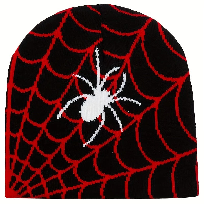 Retro Cotton Brimless Hat with Spider Web Embroidery