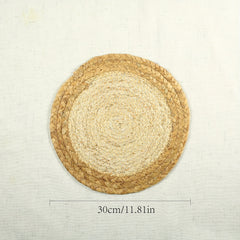 4pc Wheat Straw Placemats & Coasters Set Water Gourd Corn Decor Home Decor