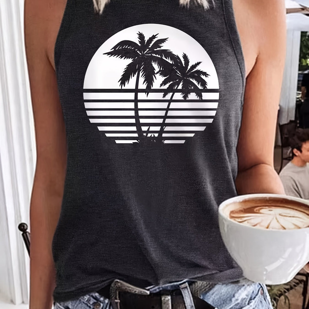 Graphic Print Sleeveless Tank Top Women's Clothing