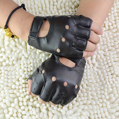 Men's Half Finger Leather Outdoor Gloves
