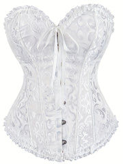 Floral Jacquard Underbust Corset Zip Lace Back