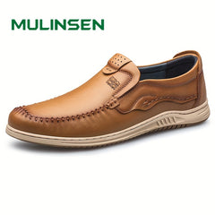 Men's PU Leather Loafer Shoes Stitch Detail Slip On Comfy Non slip Shoes