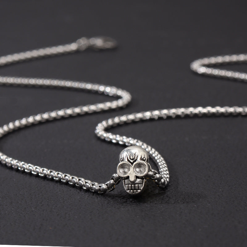 Skull Pendant Punk Style Stainless Steel Necklace
